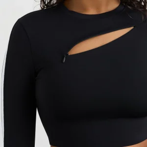 Discount Aje ATHLETICA Contrast Long Sleeve Crop Top 389 Black/White