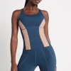 Shop Aje ATHLETICA Contrast Longline Racerback Tank 124 Midnight Blue/Beige