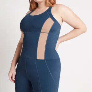 Shop Aje ATHLETICA Contrast Longline Racerback Tank 124 Midnight Blue/Beige