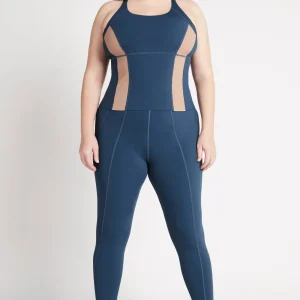 Shop Aje ATHLETICA Contrast Longline Racerback Tank 124 Midnight Blue/Beige
