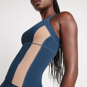 Shop Aje ATHLETICA Contrast Longline Racerback Tank 124 Midnight Blue/Beige