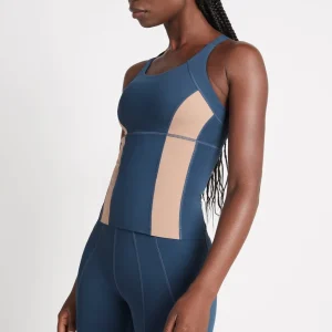 Shop Aje ATHLETICA Contrast Longline Racerback Tank 124 Midnight Blue/Beige