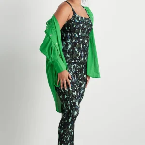 Clearance Aje ATHLETICA Contrast Racerback Tank 117 Green Painted Freeform
