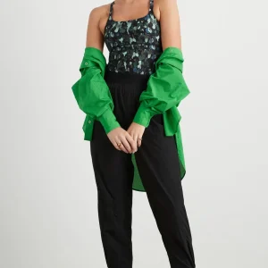 Clearance Aje ATHLETICA Contrast Racerback Tank 117 Green Painted Freeform
