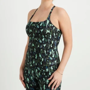 Clearance Aje ATHLETICA Contrast Racerback Tank 117 Green Painted Freeform