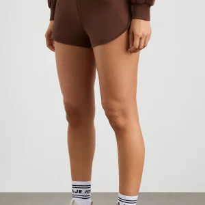New Aje ATHLETICA Cotton Crossover Shorts 603 Dark Chocolate Brown