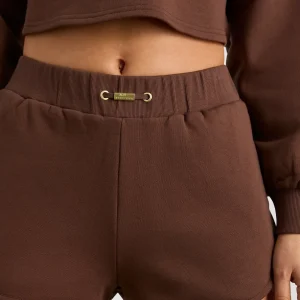 New Aje ATHLETICA Cotton Crossover Shorts 603 Dark Chocolate Brown