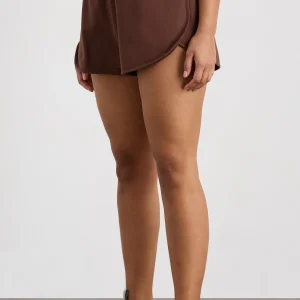 New Aje ATHLETICA Cotton Crossover Shorts 603 Dark Chocolate Brown