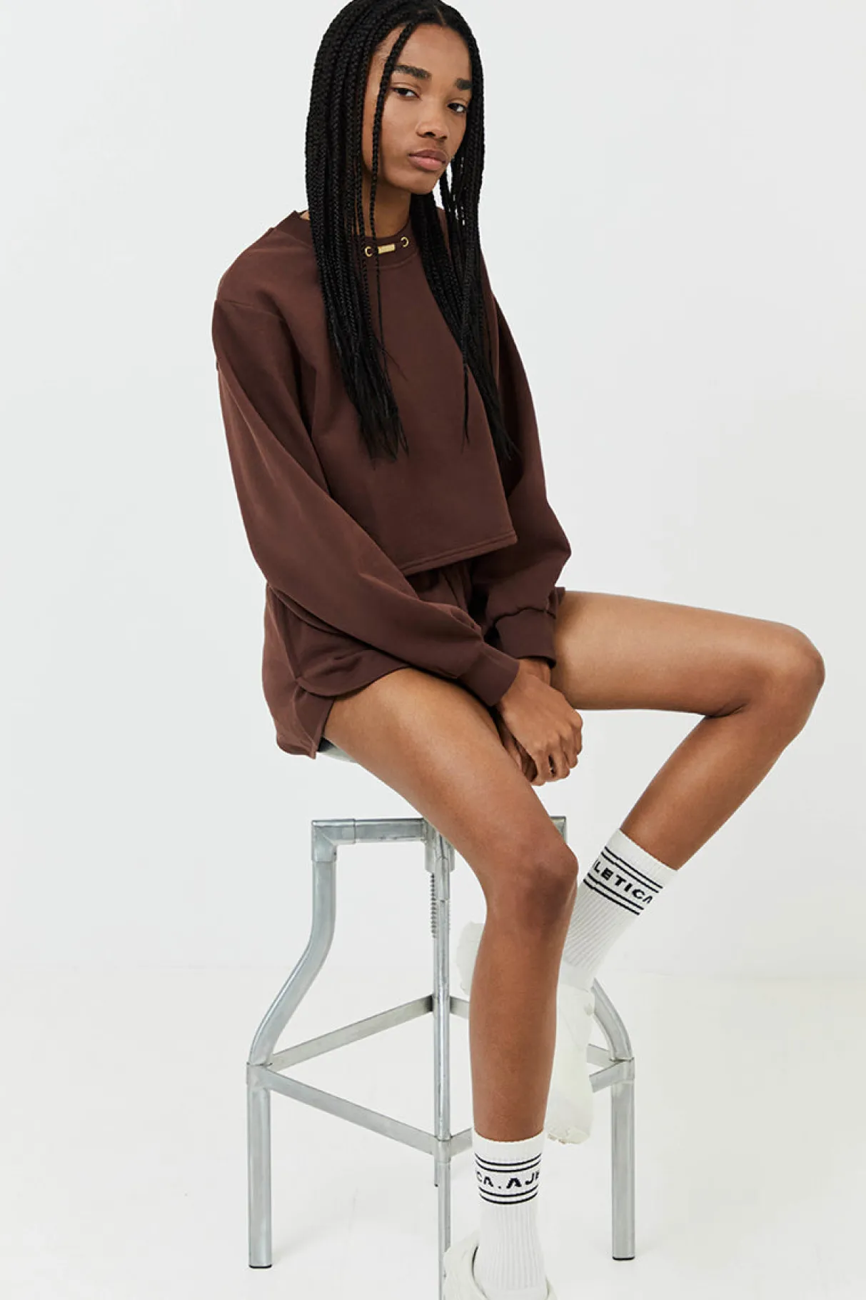 cotton_terry_crew_jumper__0.webp Cheap Aje ATHLETICA Cotton Terry Crew Jumper 413 Dark Chocolate Brown