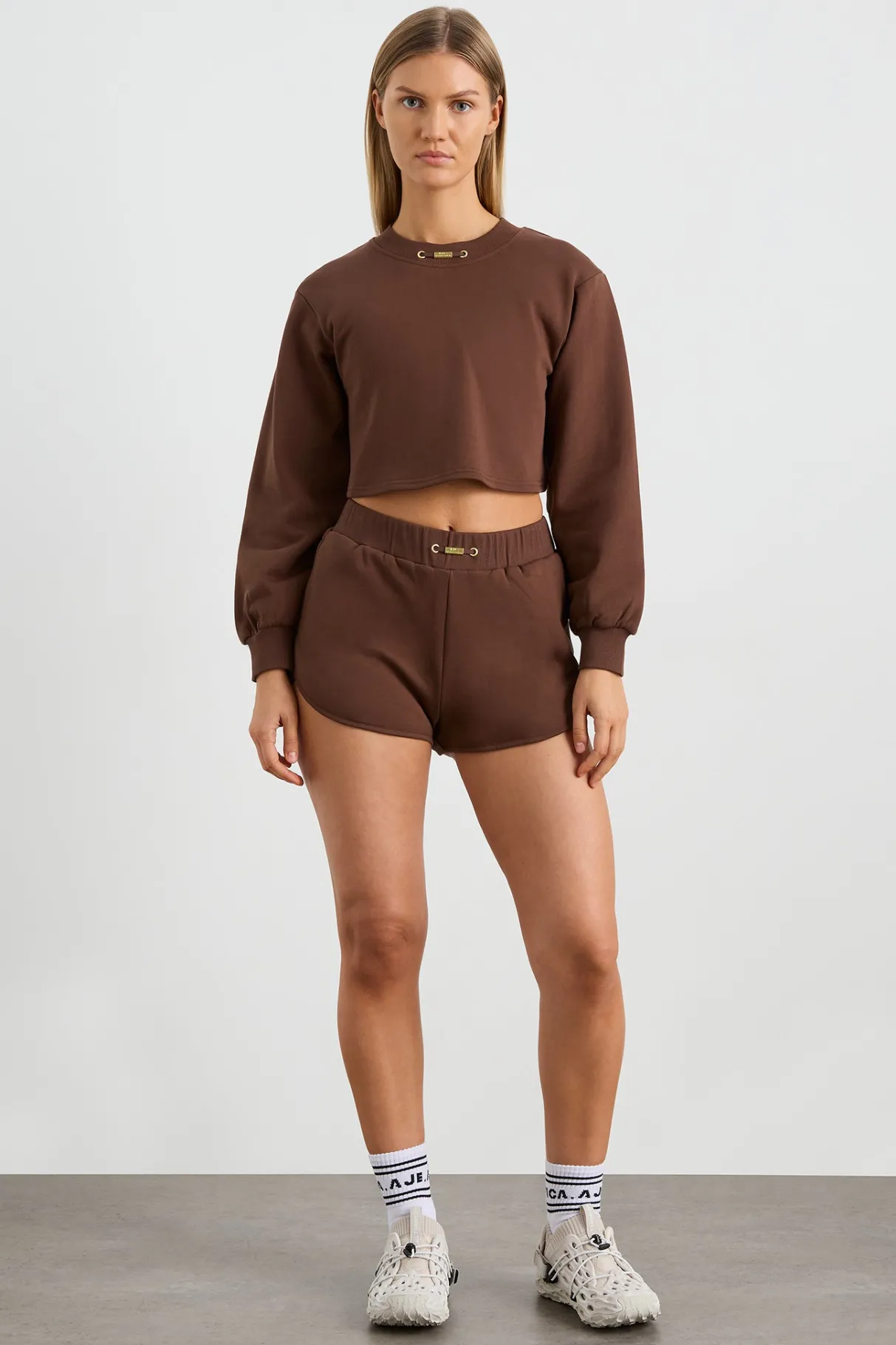 cotton_terry_crew_jumper__3.webp Cheap Aje ATHLETICA Cotton Terry Crew Jumper 413 Dark Chocolate Brown
