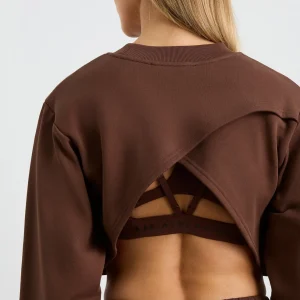 Cheap Aje ATHLETICA Cotton Terry Crew Jumper 413 Dark Chocolate Brown