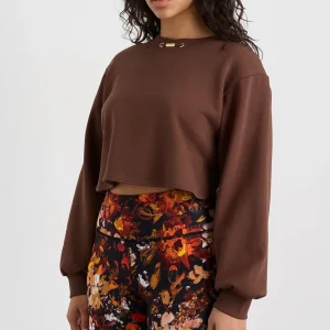 Cheap Aje ATHLETICA Cotton Terry Crew Jumper 413 Dark Chocolate Brown
