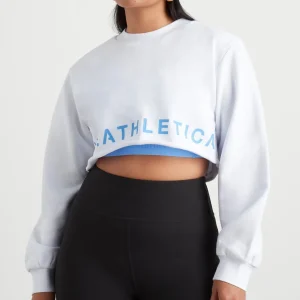 Store Aje ATHLETICA Crop Cut Out Crew Jumper 416 White/Cerulean Blue