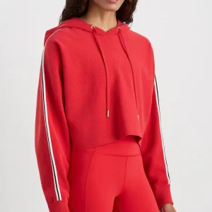 Sale Aje ATHLETICA Crop Knit Hoodie 405 Passionate Red