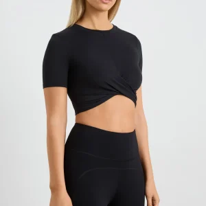 Outlet Aje ATHLETICA Crop Twist Front Tee 130 Black