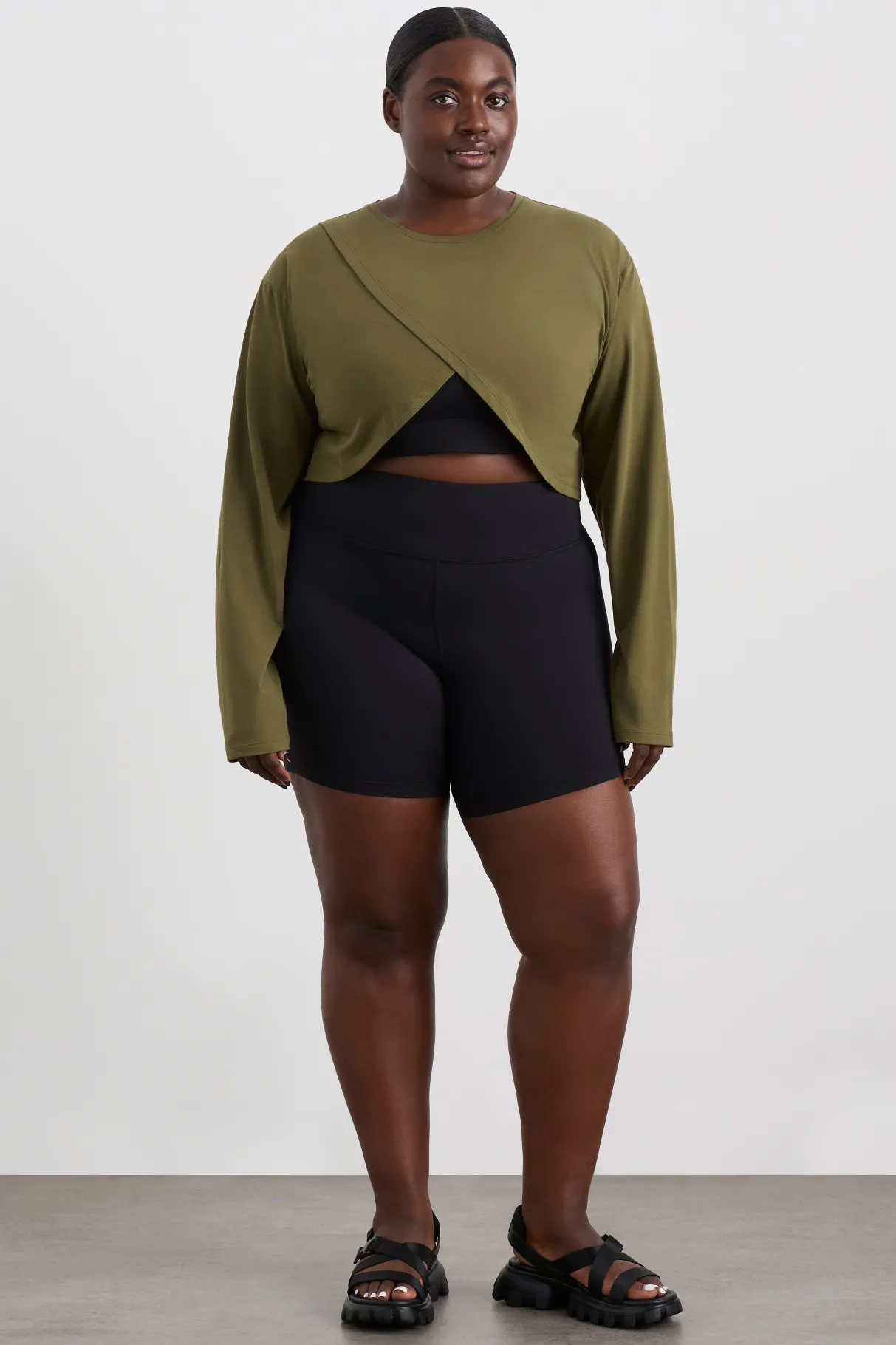 cropped_crossover_long_sleeve_top__10.webp Fashion Aje ATHLETICA Cropped Crossover Long Sleeve Top 440 Deep Khaki