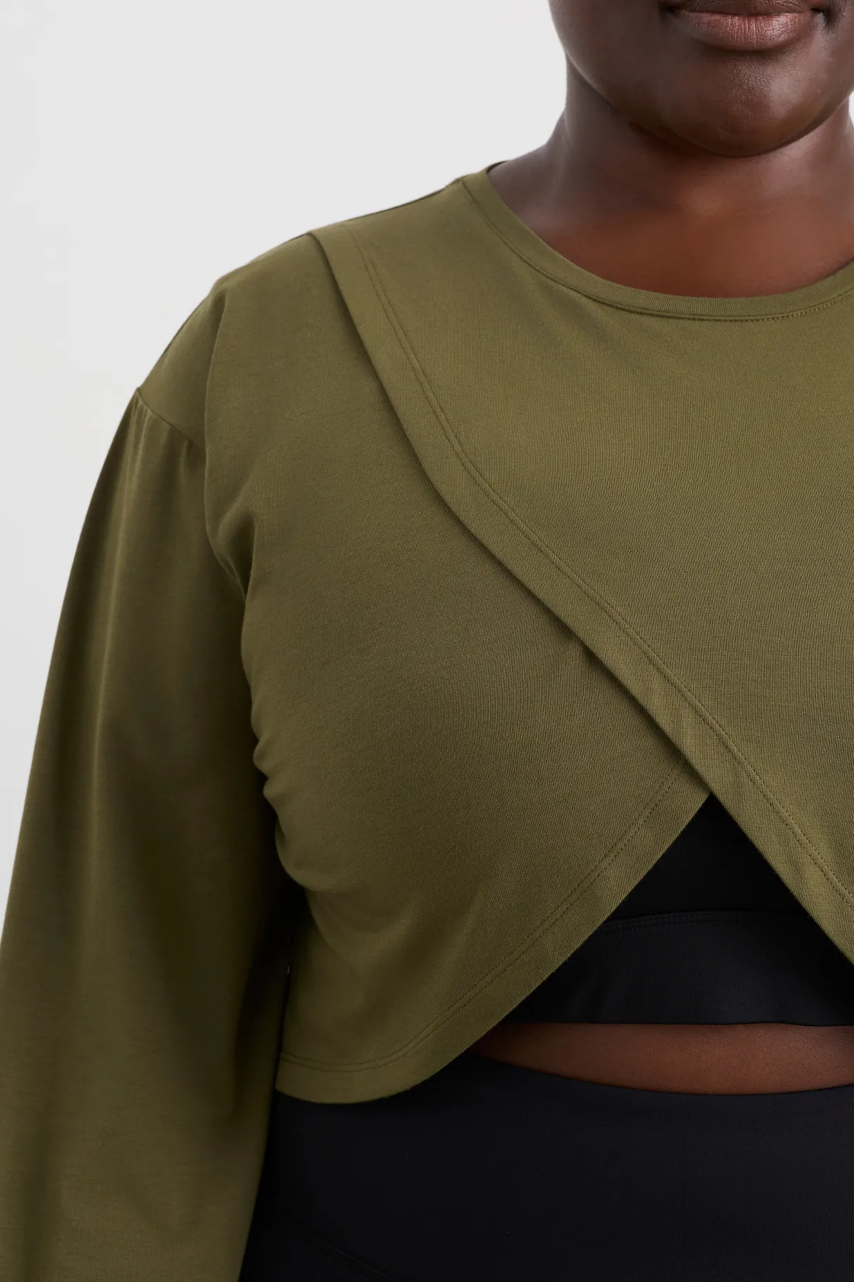 cropped_crossover_long_sleeve_top__11.webp Fashion Aje ATHLETICA Cropped Crossover Long Sleeve Top 440 Deep Khaki