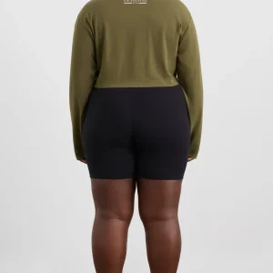 Fashion Aje ATHLETICA Cropped Crossover Long Sleeve Top 440 Deep Khaki