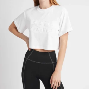 Hot Aje ATHLETICA Cropped Embossed Classic Logo T-Shirt 105 White
