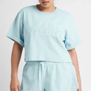 Hot Aje ATHLETICA Cropped Embossed Classic Logo T-Shirt 105 Ice Blue