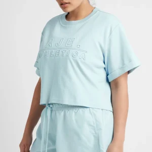 Hot Aje ATHLETICA Cropped Embossed Classic Logo T-Shirt 105 Ice Blue