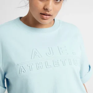 Hot Aje ATHLETICA Cropped Embossed Classic Logo T-Shirt 105 Ice Blue