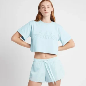 Hot Aje ATHLETICA Cropped Embossed Classic Logo T-Shirt 105 Ice Blue