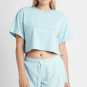 Hot Aje ATHLETICA Cropped Embossed Classic Logo T-Shirt 105 Ice Blue