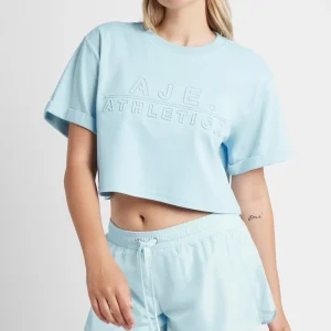 Hot Aje ATHLETICA Cropped Embossed Classic Logo T-Shirt 105 Ice Blue