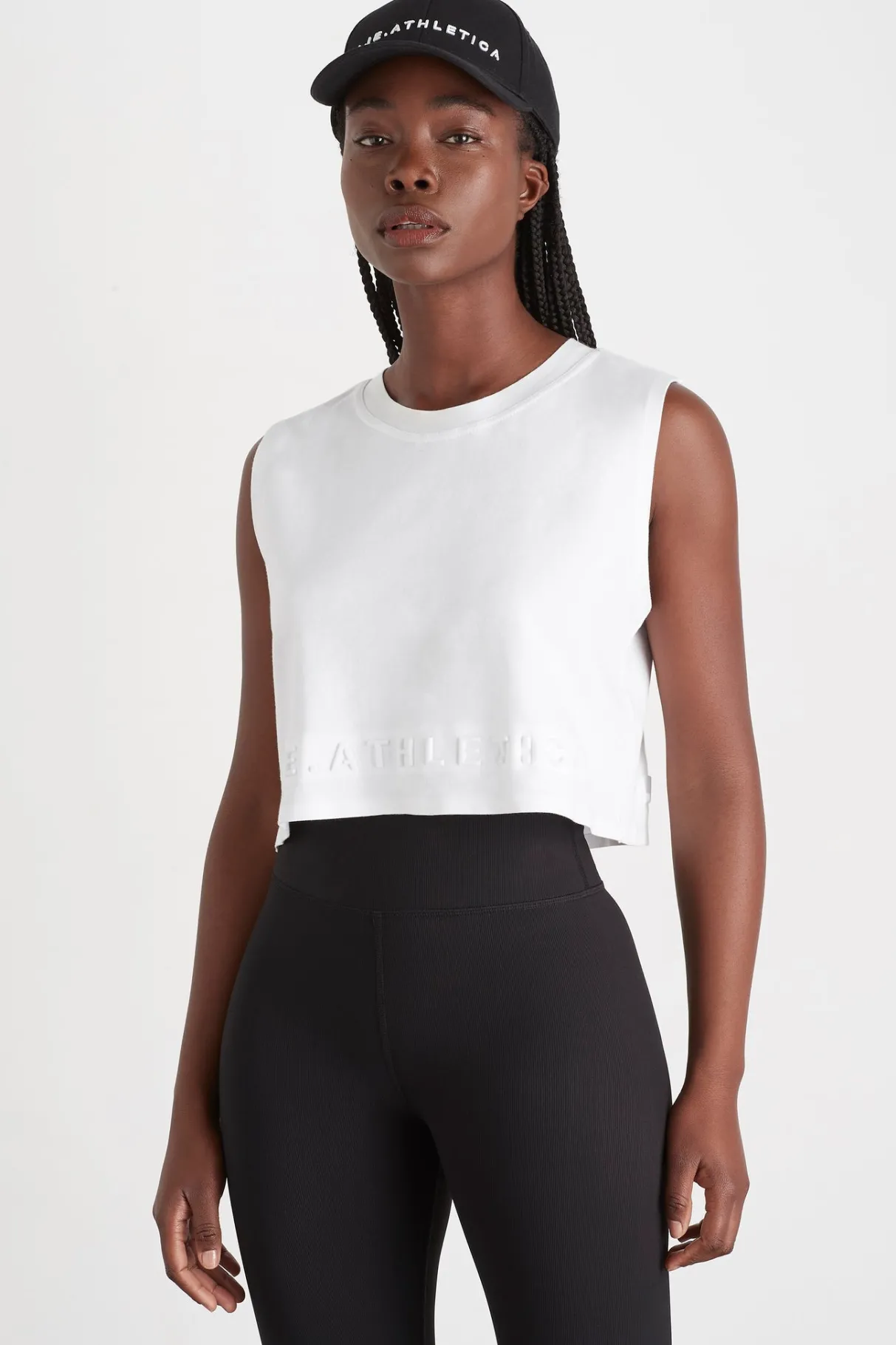 cropped_embossed_signature_logo_tank__0-3.webp Shop Aje ATHLETICA Cropped Embossed Signature Logo Tank 106 White
