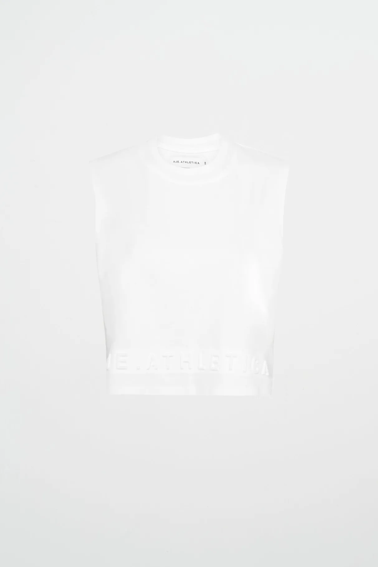 cropped_embossed_signature_logo_tank__1-3.webp Shop Aje ATHLETICA Cropped Embossed Signature Logo Tank 106 White