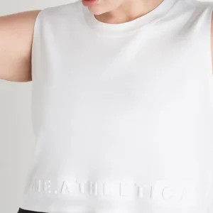 Shop Aje ATHLETICA Cropped Embossed Signature Logo Tank 106 White