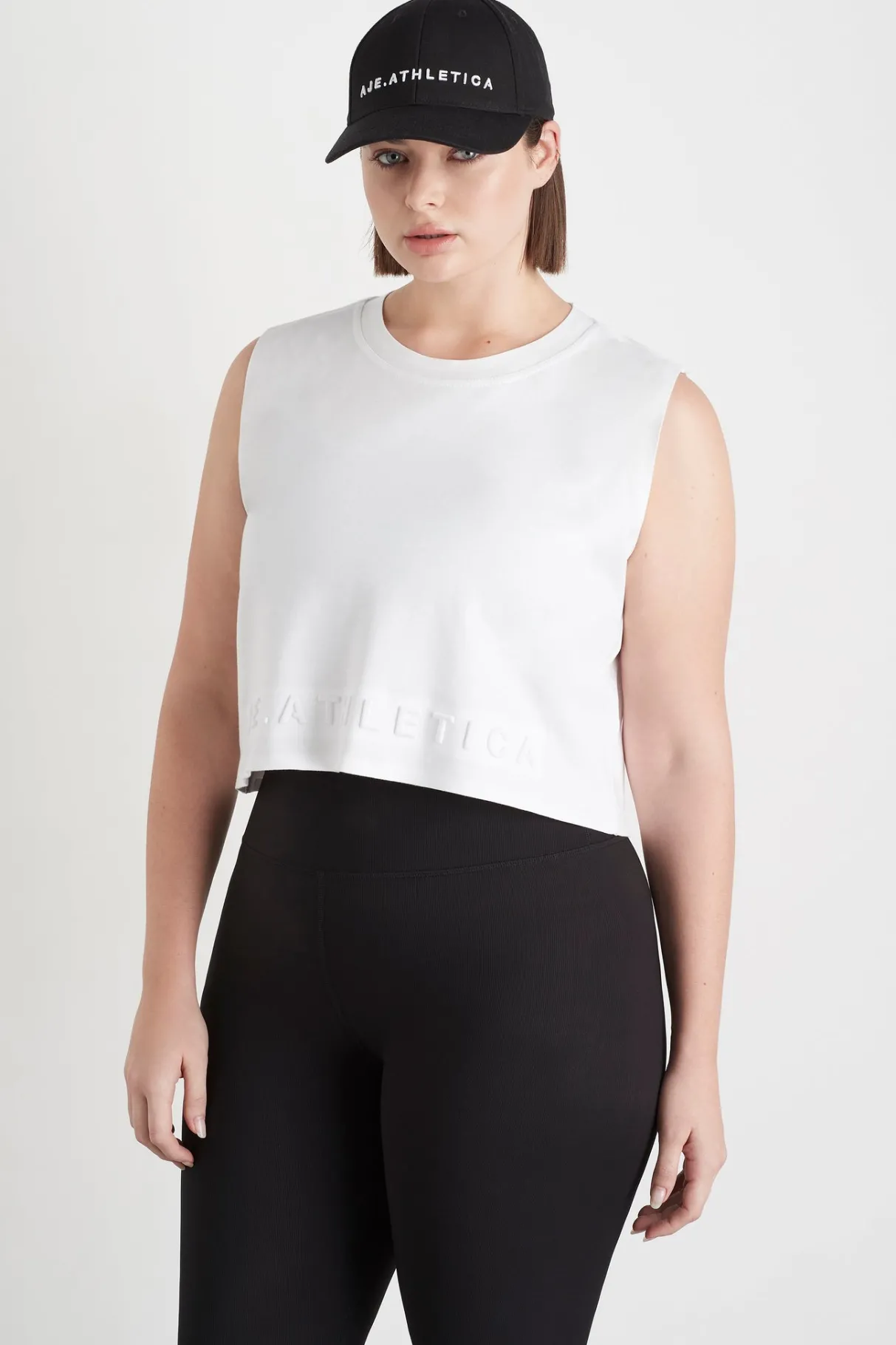 cropped_embossed_signature_logo_tank__9-3.webp Shop Aje ATHLETICA Cropped Embossed Signature Logo Tank 106 White