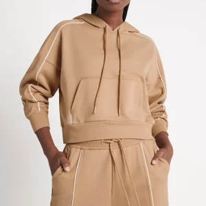 Cheap Aje ATHLETICA Cropped Essential Contrast Piping Hoodie 405 Beige/Light Ivory