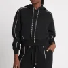 Cheap Aje ATHLETICA Cropped Essential Contrast Piping Hoodie 405 Black/White