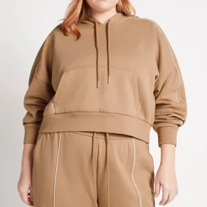 Cheap Aje ATHLETICA Cropped Essential Contrast Piping Hoodie 405 Beige/Light Ivory