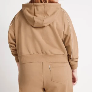 Cheap Aje ATHLETICA Cropped Essential Contrast Piping Hoodie 405 Beige/Light Ivory