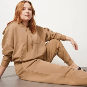 Cheap Aje ATHLETICA Cropped Essential Contrast Piping Hoodie 405 Beige/Light Ivory