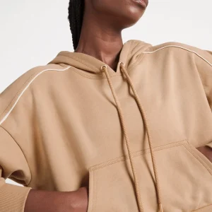 Cheap Aje ATHLETICA Cropped Essential Contrast Piping Hoodie 405 Beige/Light Ivory