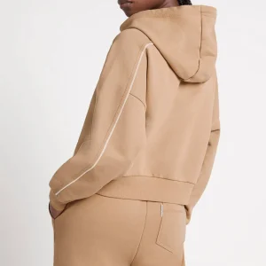 Cheap Aje ATHLETICA Cropped Essential Contrast Piping Hoodie 405 Beige/Light Ivory
