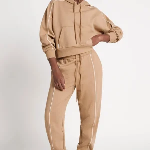 Cheap Aje ATHLETICA Cropped Essential Contrast Piping Hoodie 405 Beige/Light Ivory