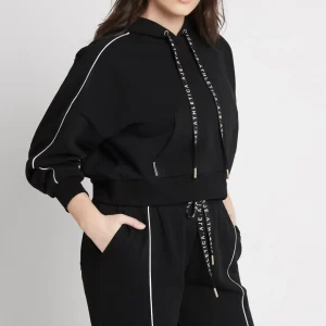 Cheap Aje ATHLETICA Cropped Essential Contrast Piping Hoodie 405 Black/White