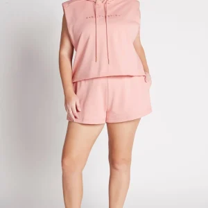 Clearance Aje ATHLETICA Cropped Established Short Sleeve Hoodie 402 Rose Quartz