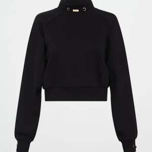 Discount Aje ATHLETICA Cropped Fleece Funnel Neck Jumper 408 Black