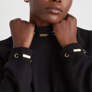 Discount Aje ATHLETICA Cropped Fleece Funnel Neck Jumper 408 Black
