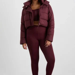 Store Aje ATHLETICA Cropped Hooded Puffer Jacket 764 Burgundy