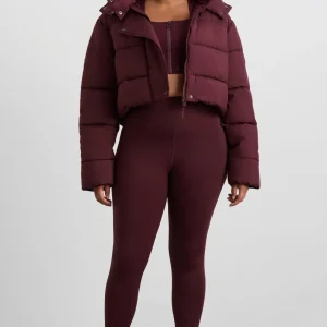 Store Aje ATHLETICA Cropped Hooded Puffer Jacket 764 Burgundy