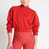 New Aje ATHLETICA Cropped Knit Funnel Neck Jumper 408 Garnet Red