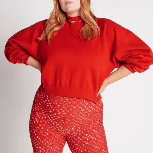 New Aje ATHLETICA Cropped Knit Funnel Neck Jumper 408 Garnet Red