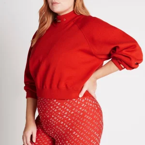 New Aje ATHLETICA Cropped Knit Funnel Neck Jumper 408 Garnet Red
